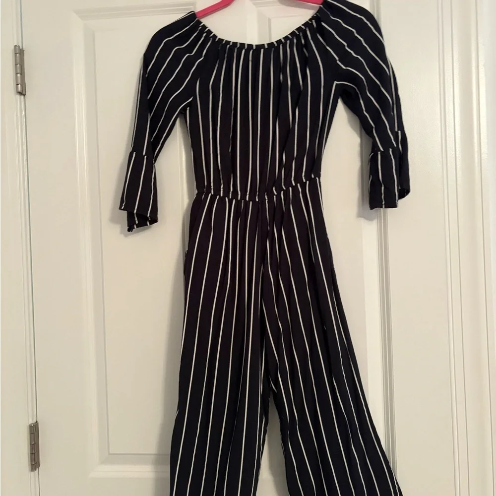 Black and White Striped Jumpsuit - Picture 2 of 3